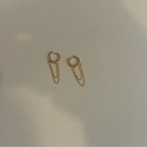 PANDORA, Elegant Gold Chain Hoop Earrings